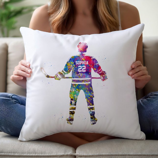 Colourful Hockey Player Cushion (Creator Uploaded)