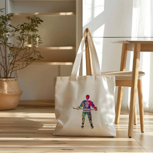 Colourful Hockey Player Tote Bag
