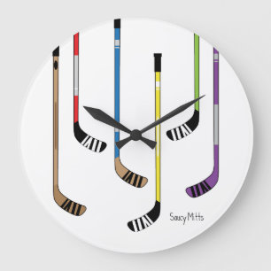 Colourful Hockey Sticks Man Cave Room Decor Large Clock