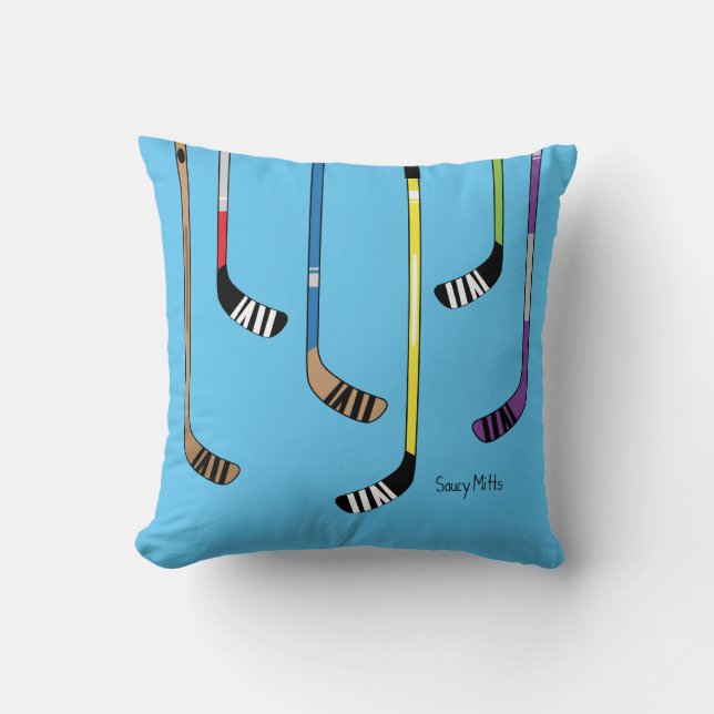 Colourful Hockey Sticks Pillow (Front)