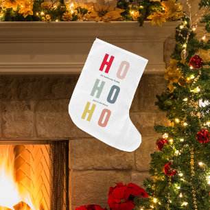 Colourful HOHOHO Christmas   Happy Holidays Large Christmas Stocking