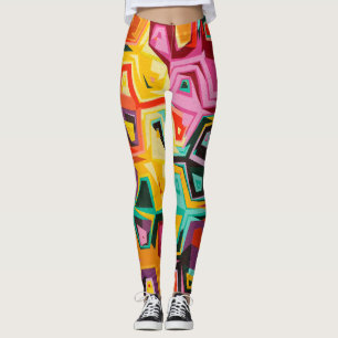 Colourful holes texture leggings