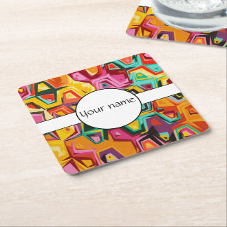 Colourful holes texture square paper coaster