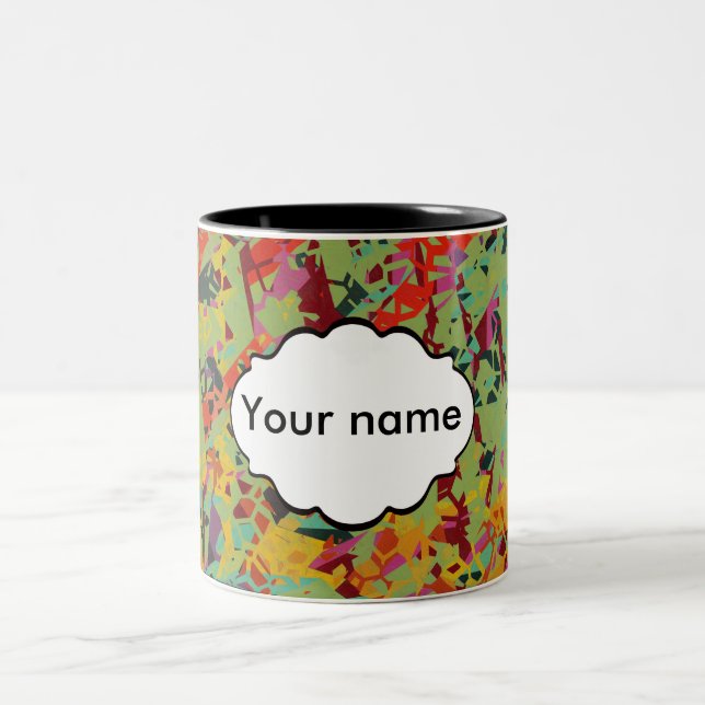 Colourful holes texture Two-Tone coffee mug (Center)