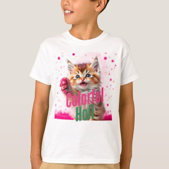 Colourful Holi – Cute Kitten Edition! T-Shirt (Front)