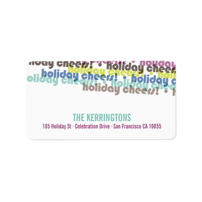 Colourful Holiday Cheers Typography Return Address Label (Front)