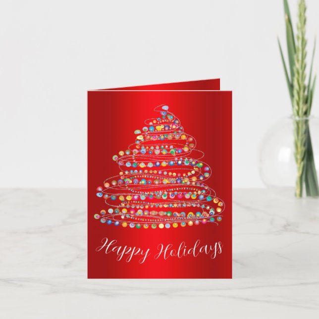 Colourful Holiday Christmas Tree Card (Front)