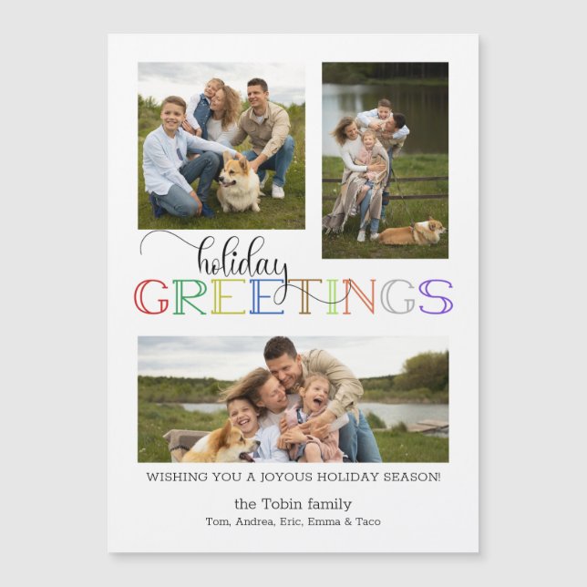 Colourful Holiday Greetings Typography 3-Photo (Front)