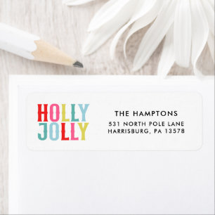 Colourful Holiday Holly Jolly Return Address Label