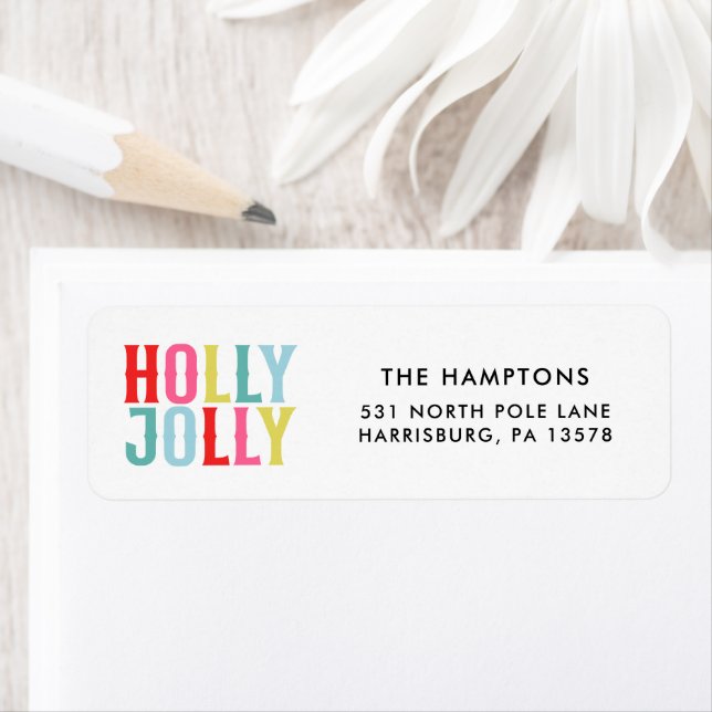 Colourful Holiday Holly Jolly Return Address Label (Insitu)