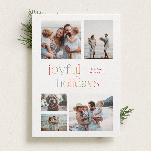 Colourful Holiday Joyful Typography Photo Card (Creator Uploaded)