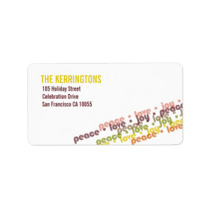 Colourful Holiday Love Peace Joy Address Labels