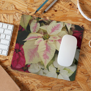 Colourful Holiday Poinsettias Floral Mouse Pad