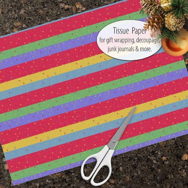 Colourful Holiday Stripes & StarsTissue Paper (Creator Uploaded)