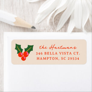 Colourful Holly Berries Christmas Return Address