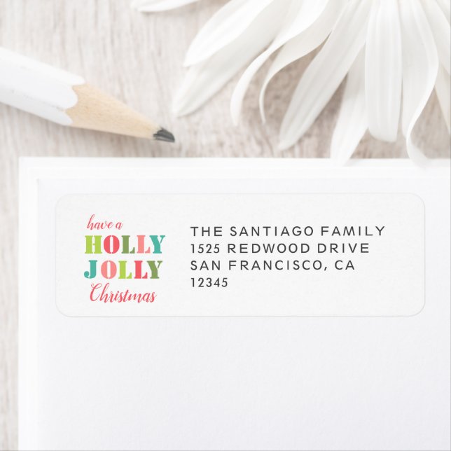 Colourful Holly Jolly Christmas Return Address (Insitu)