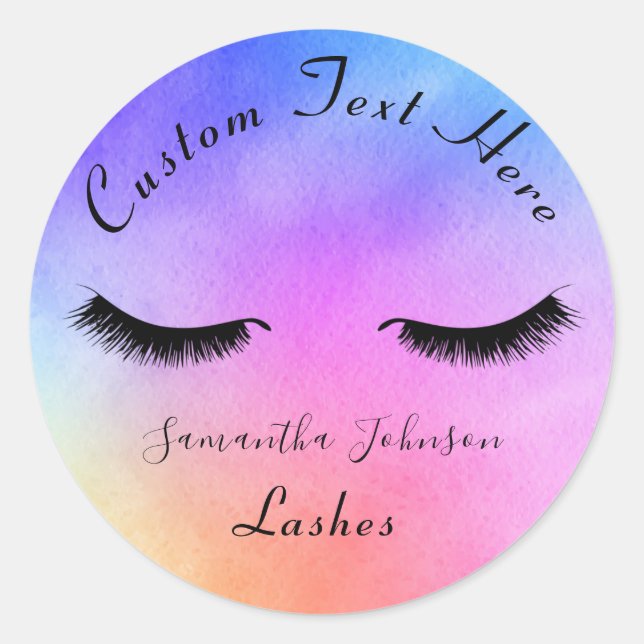 Colourful Hologram Rainbow Beauty Makeup Eyelash Classic Round Sticker (Front)