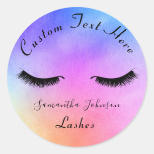Colourful Hologram Rainbow Beauty Makeup Eyelash Classic Round Sticker