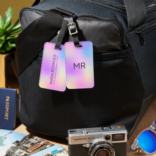 Colourful holographic background 3 luggage tag (Front & Back)