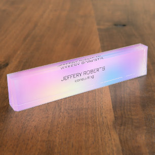 Colourful holographic background nameplate