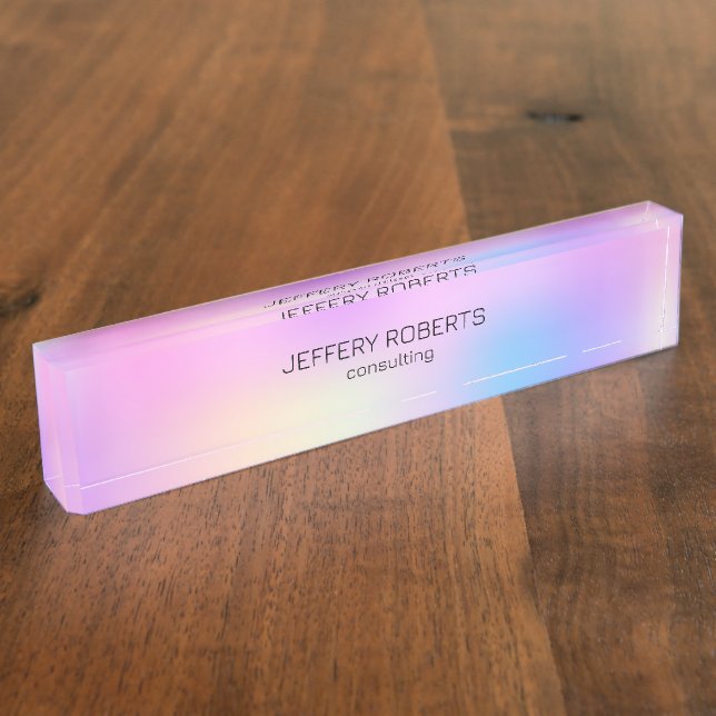 Colourful holographic background nameplate (Side)