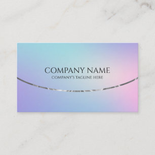 Colourful holographic background silver accent business card
