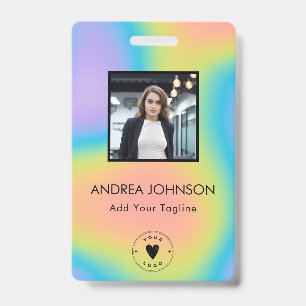 Colourful Holographic Employee Photo Logo Bar Code ID Badge