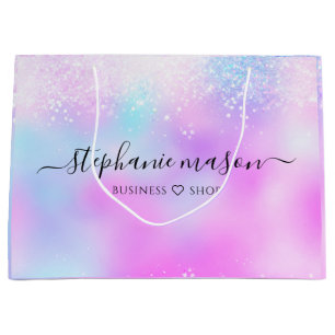 Colourful Holographic Glitter Pastel Girly Large Gift Bag