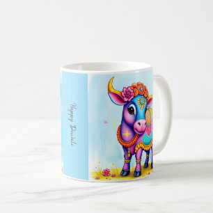 Colourful Holy Diwali Cows in Festive Disguises Coffee Mug