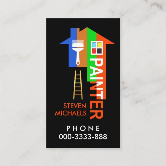 Colourful Home Painter Signage Business Card (Front)