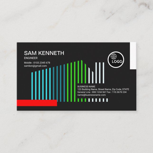 Colourful Home Structural Lines Engineer Business Card (Front)