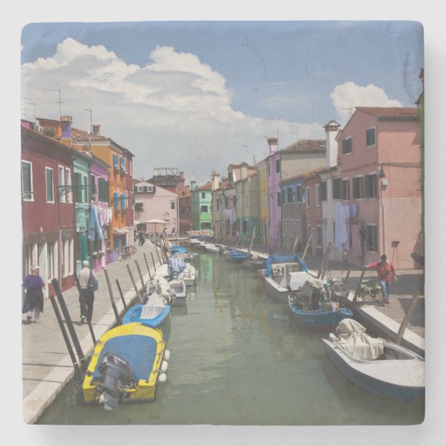 Colourful homes along canal on the island of stone coaster (Front)