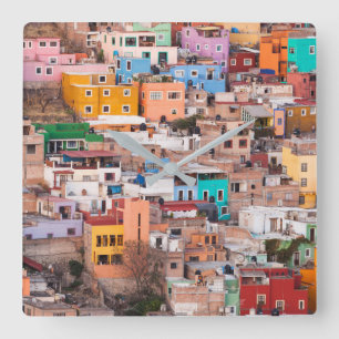 Colourful Homes on the Hill Square Wall Clock