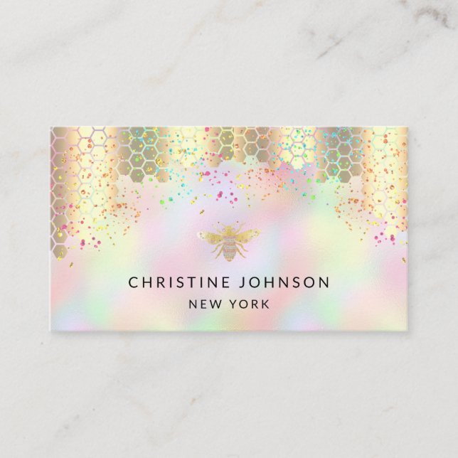 colourful honey bee design business card (Front)