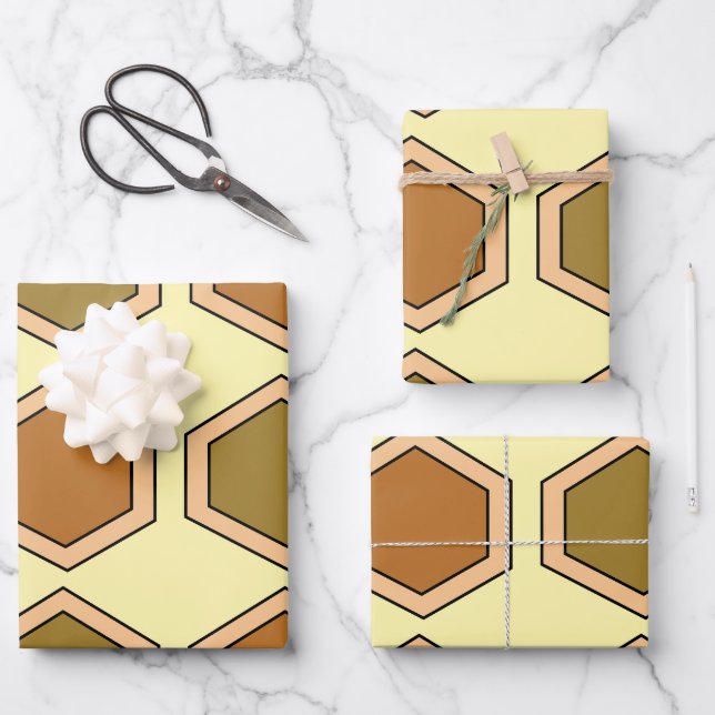 Colourful Honeycomb Birthday  Wrapping Paper Sheet (Front)