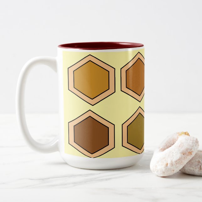Colourful Honeycomb  Two-Tone Coffee Mug (With Donut)