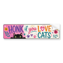 Colourful Honk if you love cats bumper sticker
