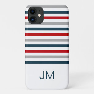 Colourful horizontal navy stripes Case-Mate iPhone case
