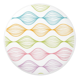 Colourful horizontal ogee pattern ceramic knob