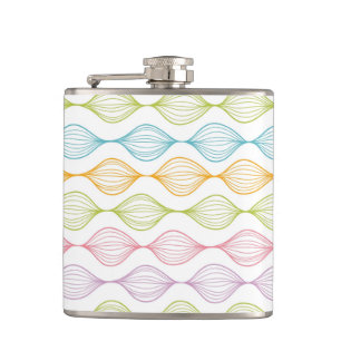 Colourful horizontal ogee pattern hip flask