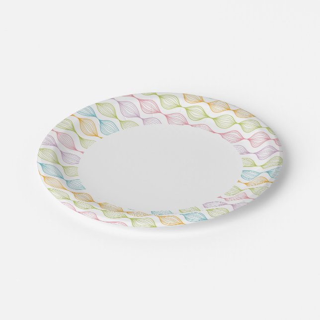 Colourful horizontal ogee pattern paper plate (Angled)
