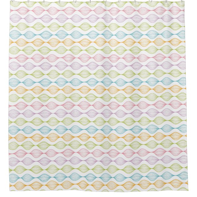 Colourful horizontal ogee pattern shower curtain (Front)
