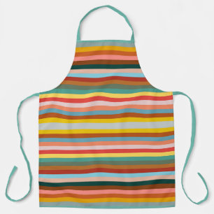 Colourful Horizontal Retro Stripes  Apron