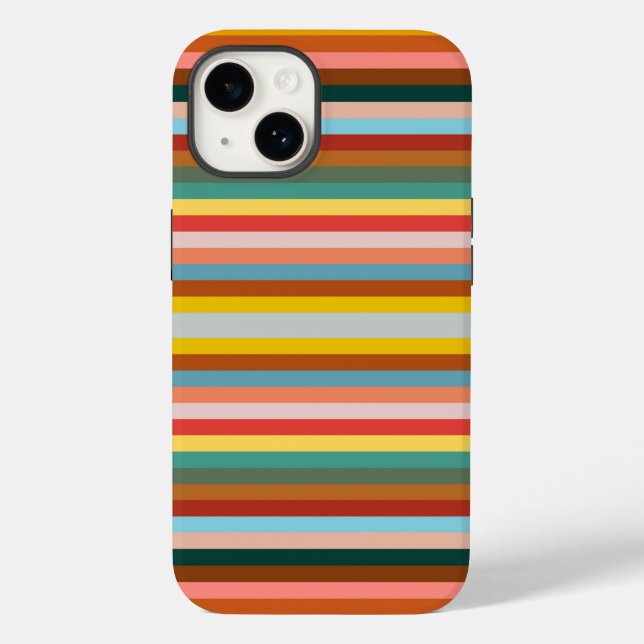 Colourful Horizontal Retro Stripes  Case-Mate iPhone Case (Back)