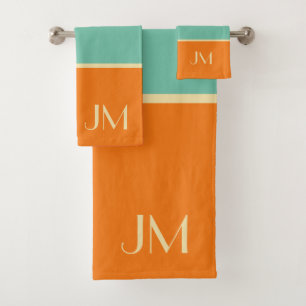 Colourful horizontal retro style lines bath towel set