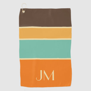 Colourful horizontal retro style lines golf towel