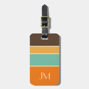 Colourful horizontal retro style lines luggage tag