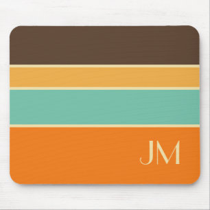 Colourful horizontal retro style lines mouse pad