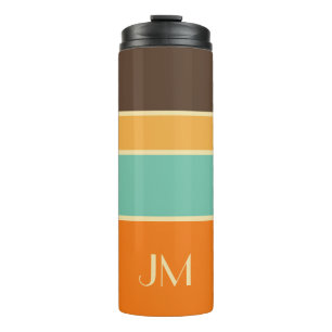 Colourful horizontal retro style lines thermal tumbler
