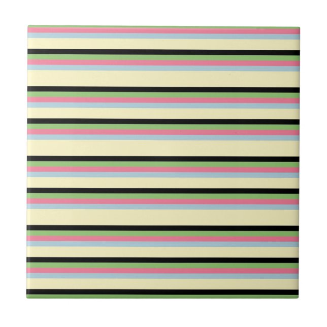 Colourful Horizontal Stripe Pattern Tile (Front)